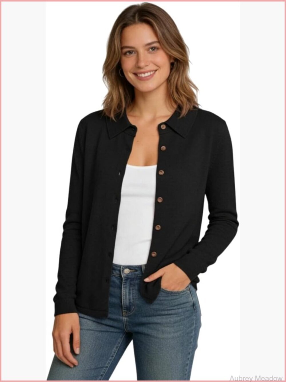 Lightweight Knit Cardigan Lapel Collar Button Down Stretch Outerwear